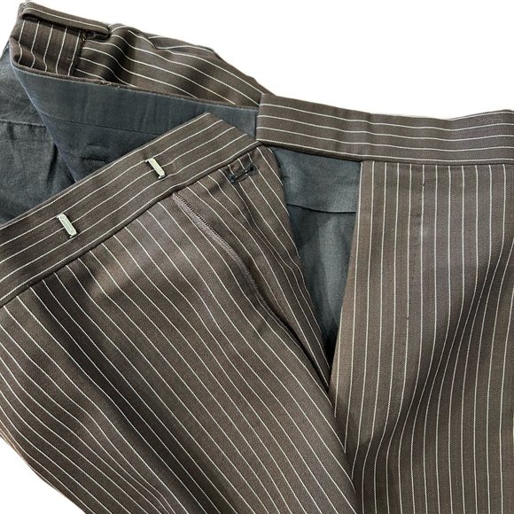 Brown Striped Wool-Cashmere Suit w/ Wide Leg Pants - Ralph Lauren (Black Label) - Picture 13 of 16